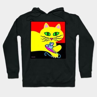 Yellow Cat with Catnip Mouse Hoodie